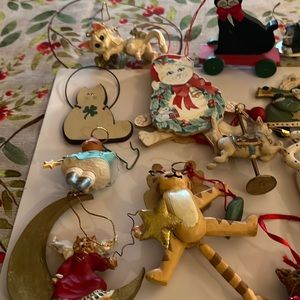 Bundle of cat Christmas ornaments.